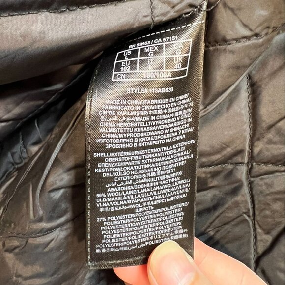 Guess Mens Military Coat Jacket Large Charcoal Gray Stand Collar Quilted Winter - Picture 3 of 13